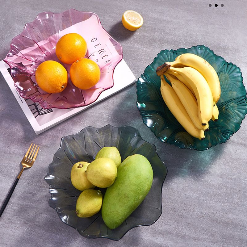 High-transparency European-style multi-color plastic fruit plate that won't break. Living room snack and candy plate. Modern household melon seed plate, 66P16570 details Picture