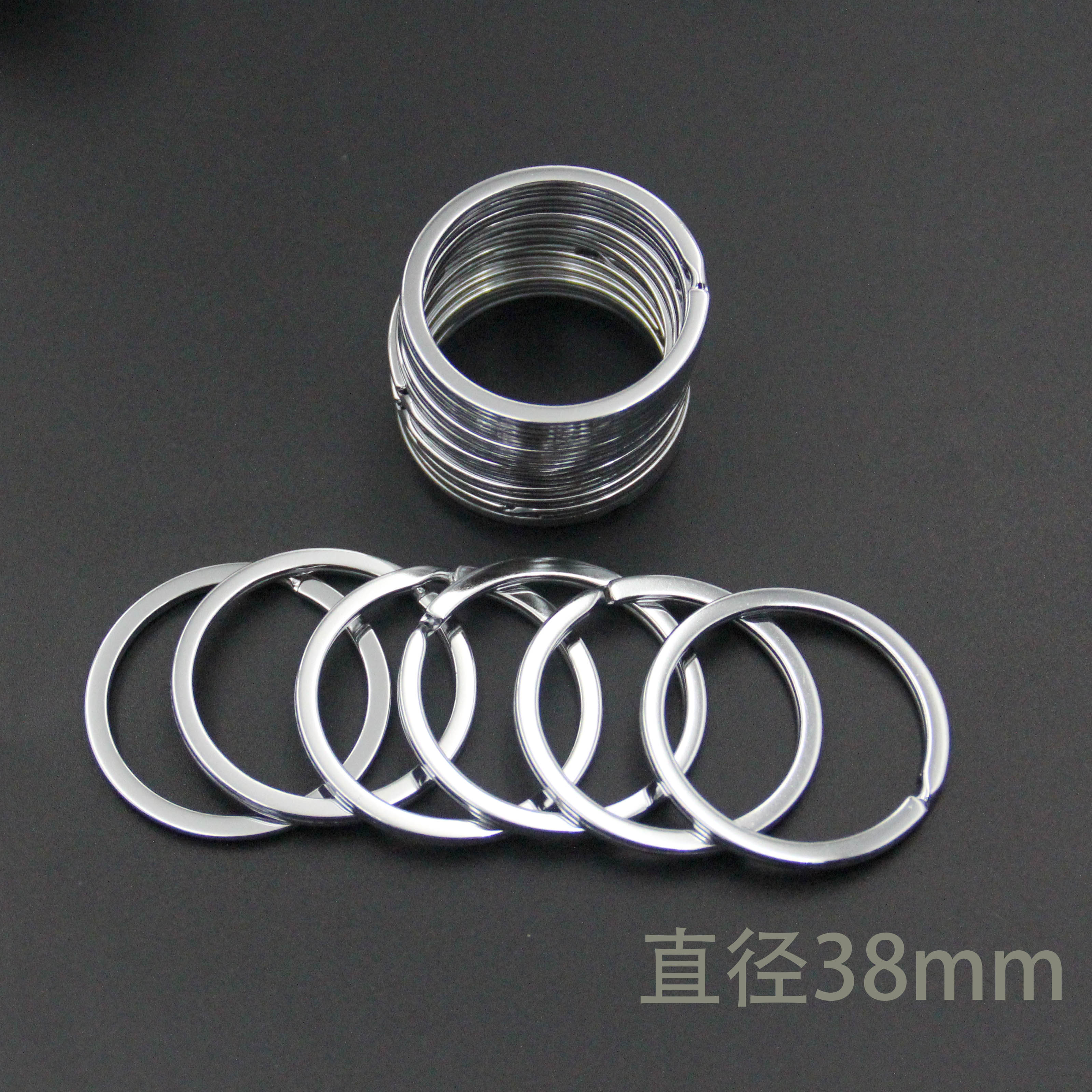 鑫美达钥匙环不锈钢配件扁圈汽车钥匙环金属镀铬圆环钥匙扣38mm