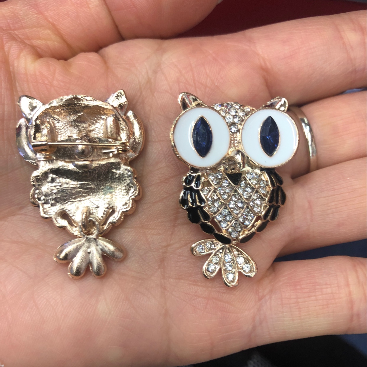 猫头鹰滴黑油胸针