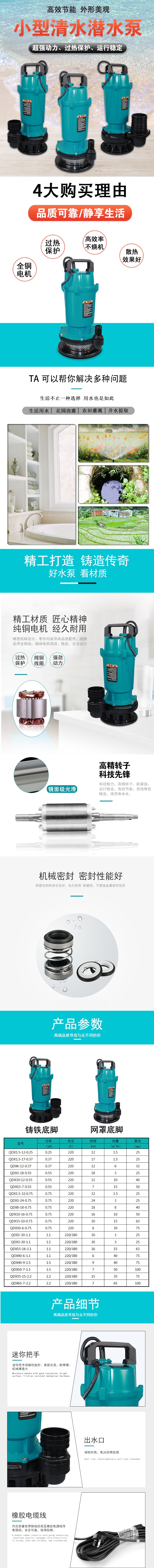 Submersible pump for agricultural water pumping 220V clean water pump for farmland irrigation high-lift cast iron casing water well water tower water pump detail image 1
