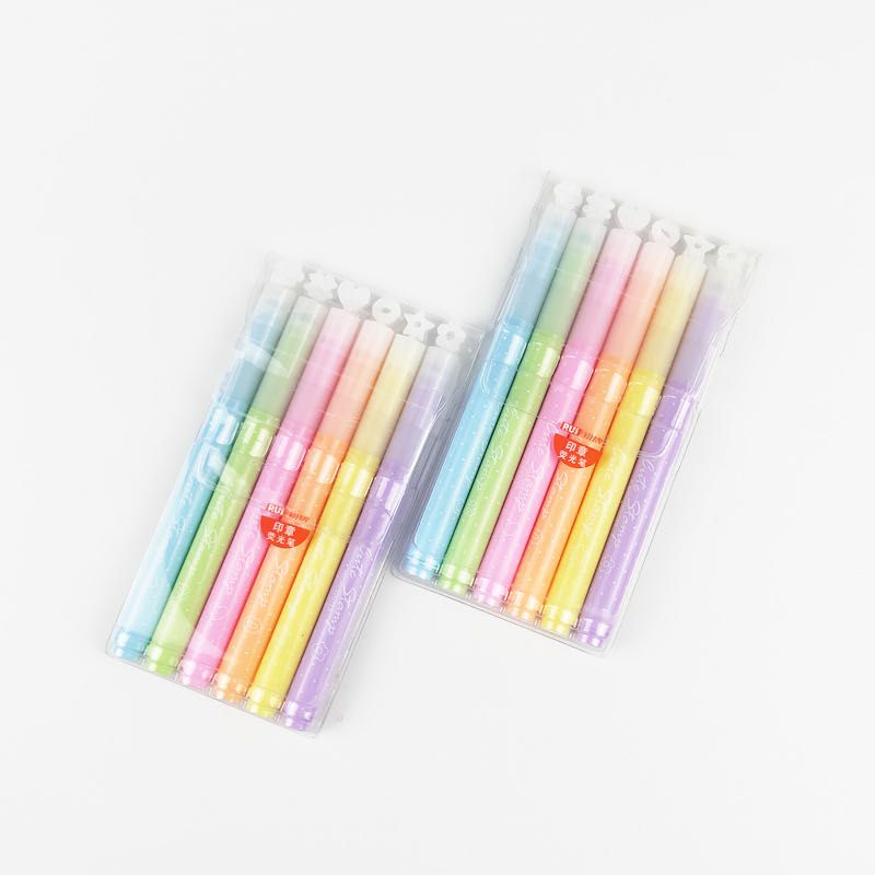 锐牌3019荧光笔标记笔创意可爱果冻荧光笔带印章两用型荧光笔