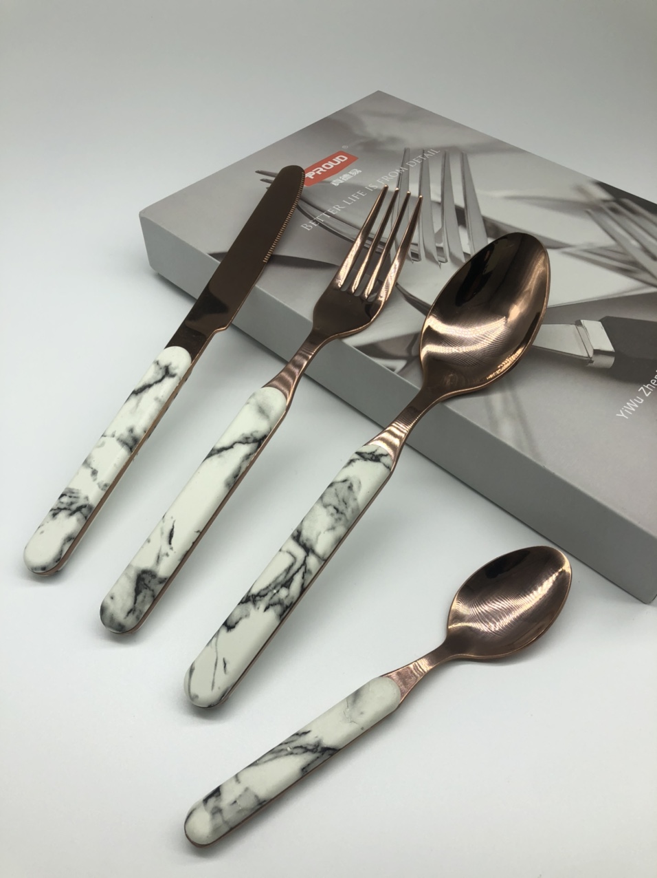 Stainless steel cutlery, fork, spoon, spoon, 4 piece gift box set 9020 thumbnail