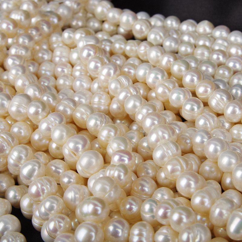 8-9Mm Single-Loop Punch Natural Freshwater Pearl Semi-Finished Material Diy Accessories Fashion Trend Mom Necklace details Picture
