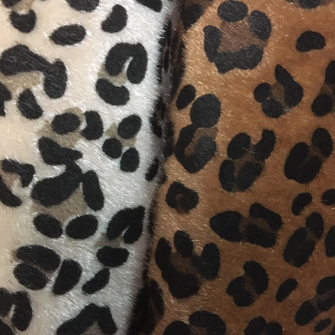 Anti-horsehair leopard print flocking leather