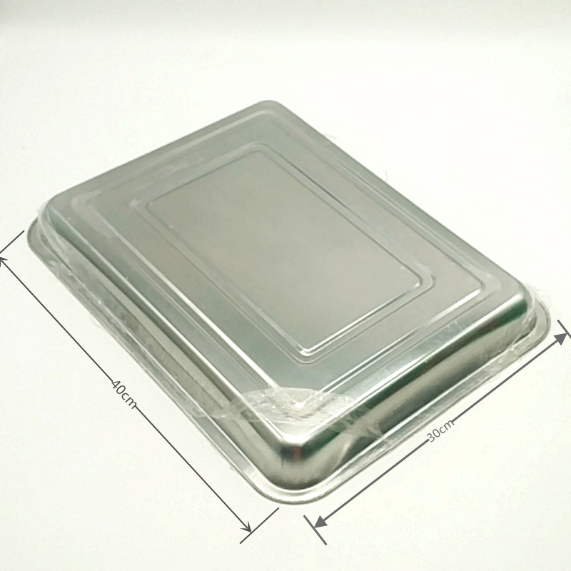 40*30cm rectangular tray, square plate, deepened iron plate, commercial steamed rice and dumpling plate, barbecue plate, vegetable basin Specification image