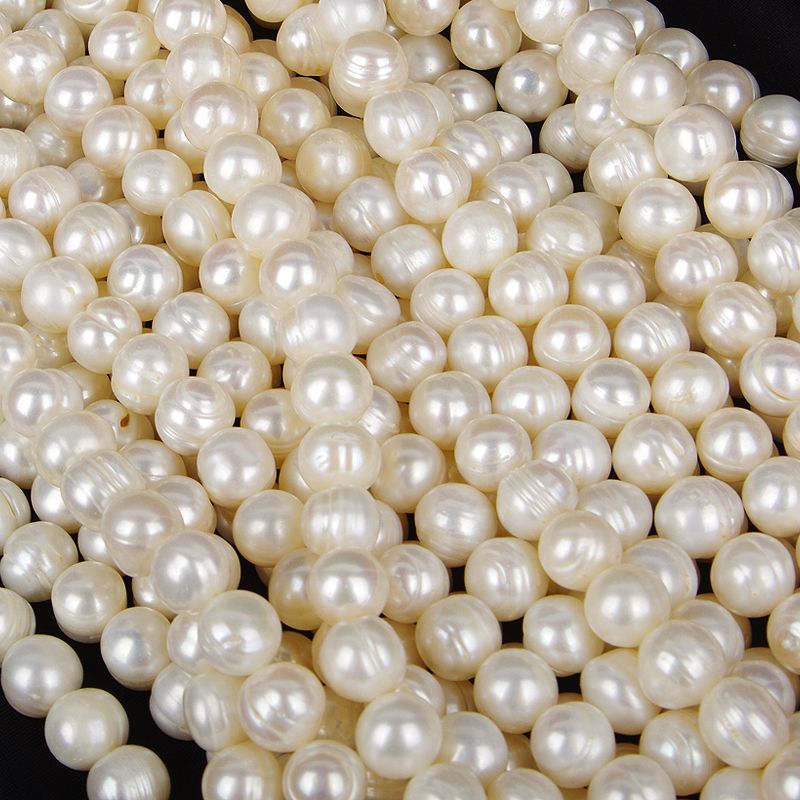 10-11Mm Light Grain Punch Round Natural Freshwater Pearl Material Diy Accessories Fashion Trend Mom Necklace details Picture