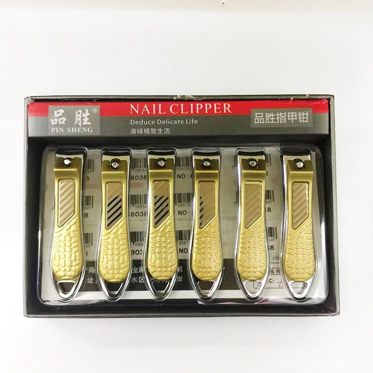 Pinsheng Premium nail clippers, stainless steel nail clippers, nail clippers 8038, gold, 12 pieces per box
