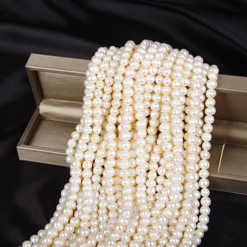 8-9Mm Single-Loop Punch Natural Freshwater Pearl Semi-Finished Material Diy Accessories Fashion Trend Mom Necklace Specification drawing