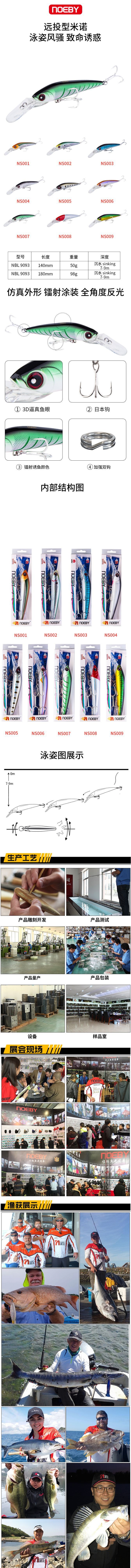 NOEBY/诺比沉水米诺鱼饵路亚饵拖钓海钓饵船钓饵硬饵假饵拟饵海钓用品详情图1