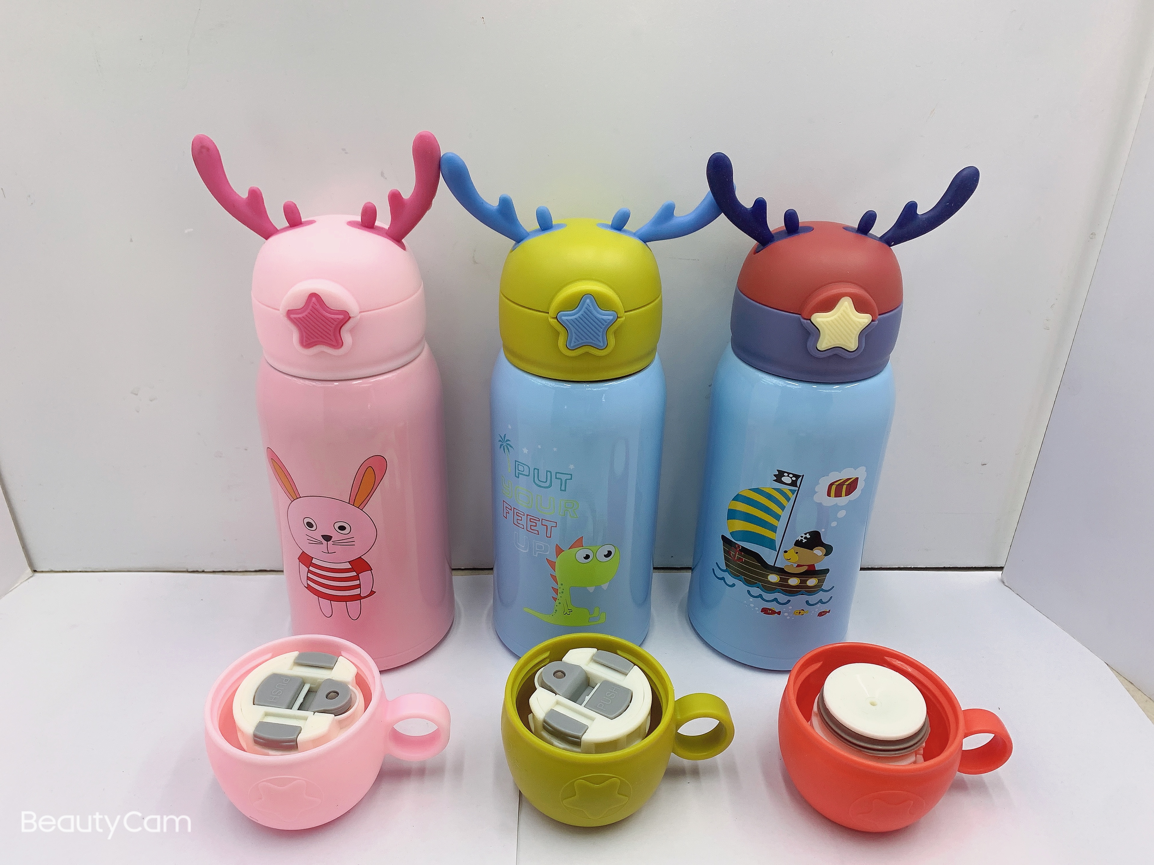 316鹿角儿童保温杯600ml学生水杯 带杯套详情图2