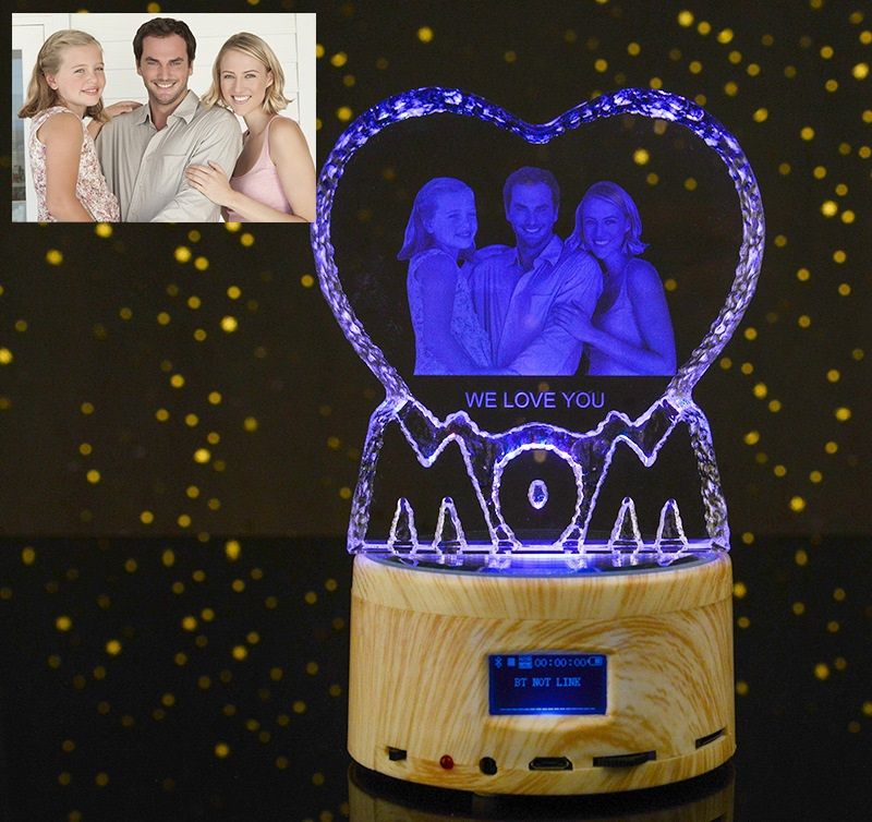 3D carved crystal LOVE Bluetooth Music Box DIY photo custom creative birthday gift details Picture