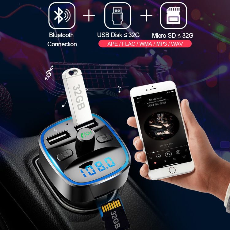 New T25 charger voltage detection FM transmitter hands-free phone bluetooth MP3 player