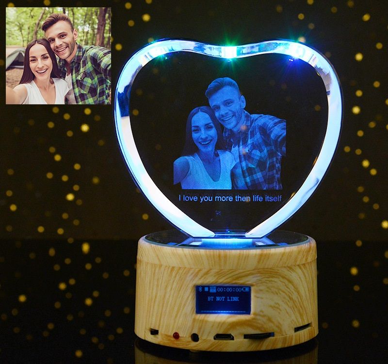 Birthday gift Crystal LOVE Bluetooth Music box DIY character 3D photo customization cross-border exclusive details Picture