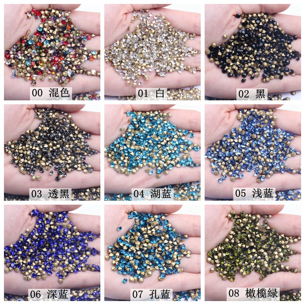 浅绿闪钻水晶玻璃尖底钻 ss3 1.3mm 1440颗 14切面饰品配件详情图8