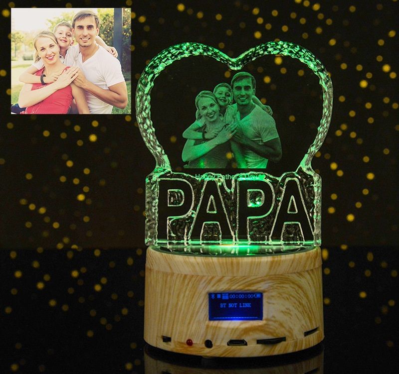 3D carved crystal LOVE Bluetooth Music Box DIY photo custom creative birthday gift full figure