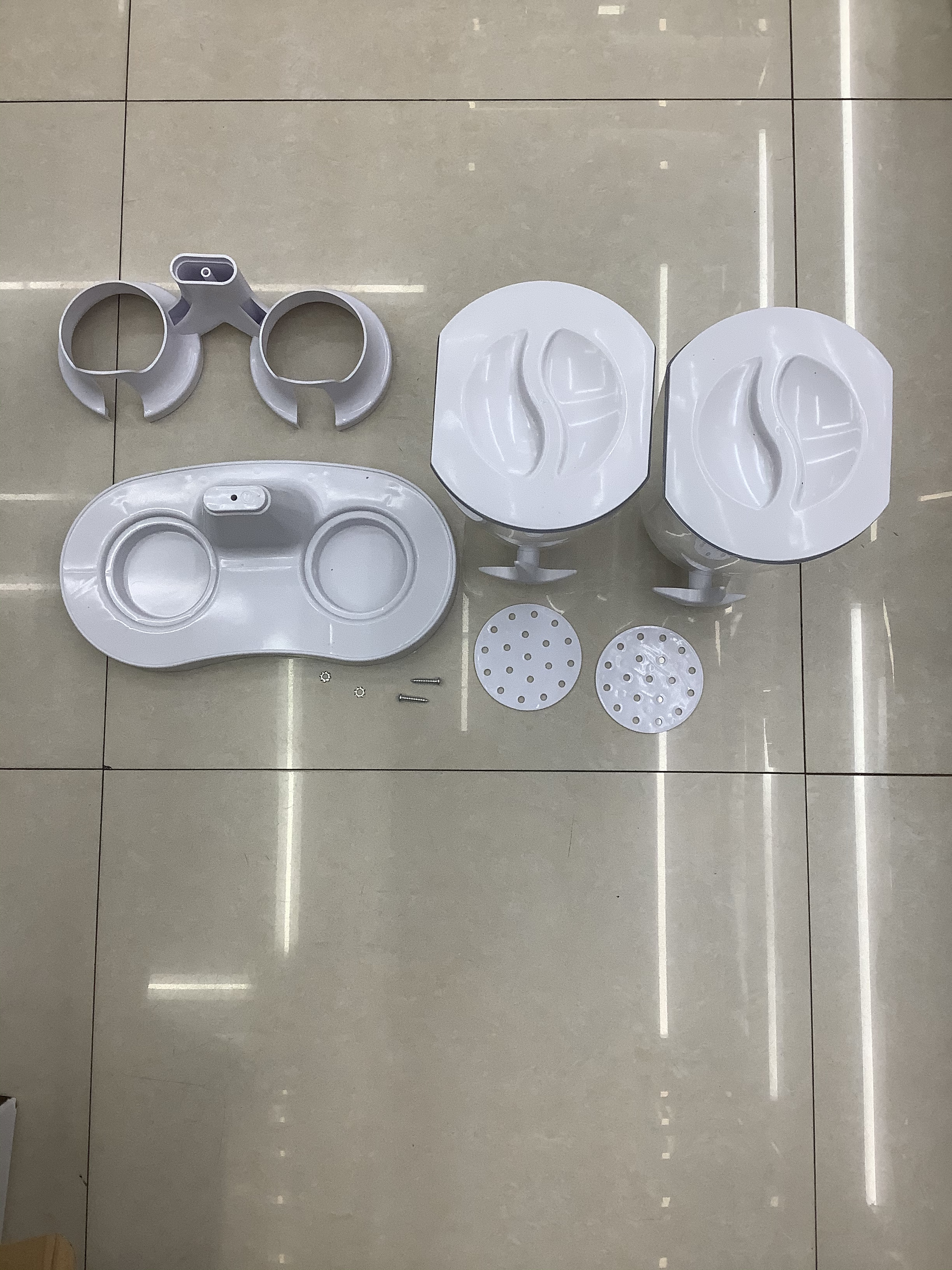 New double-bucket upright white plastic cereal machine for food storage