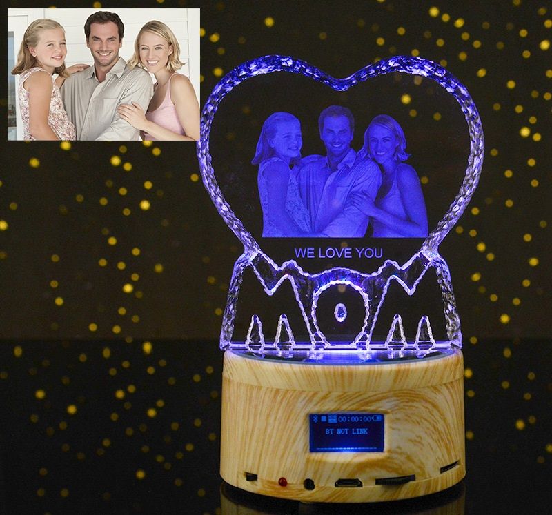 Creative gift MAMA Crystal LOVE Bluetooth Music Box DIY photo 3D carved figures customized cross-border exclusive details Picture