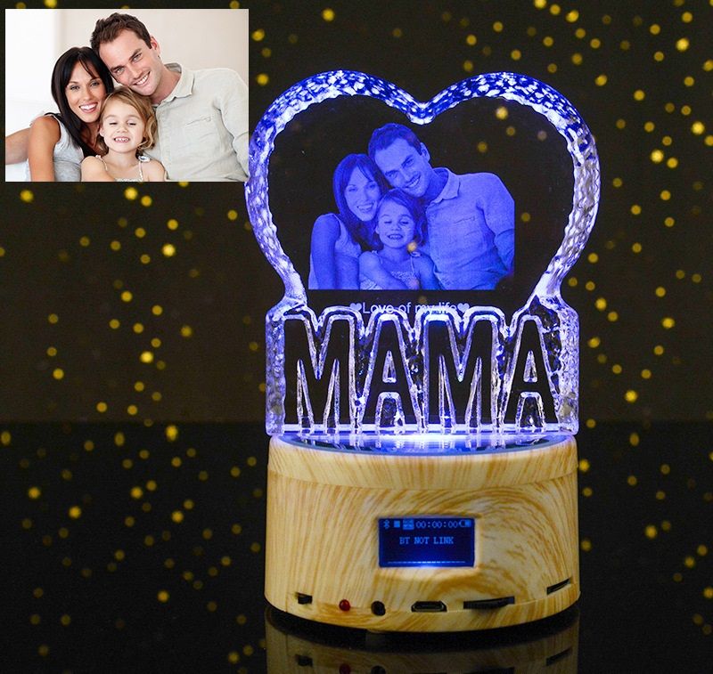 Crystal LOVE Woodgrain Bluetooth music box DIY photo 3D figure carving custom creative gifts cross-border only Specification drawing