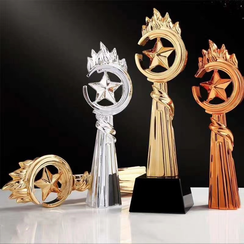 Resin gold silver copper wheat spike five - star full figure