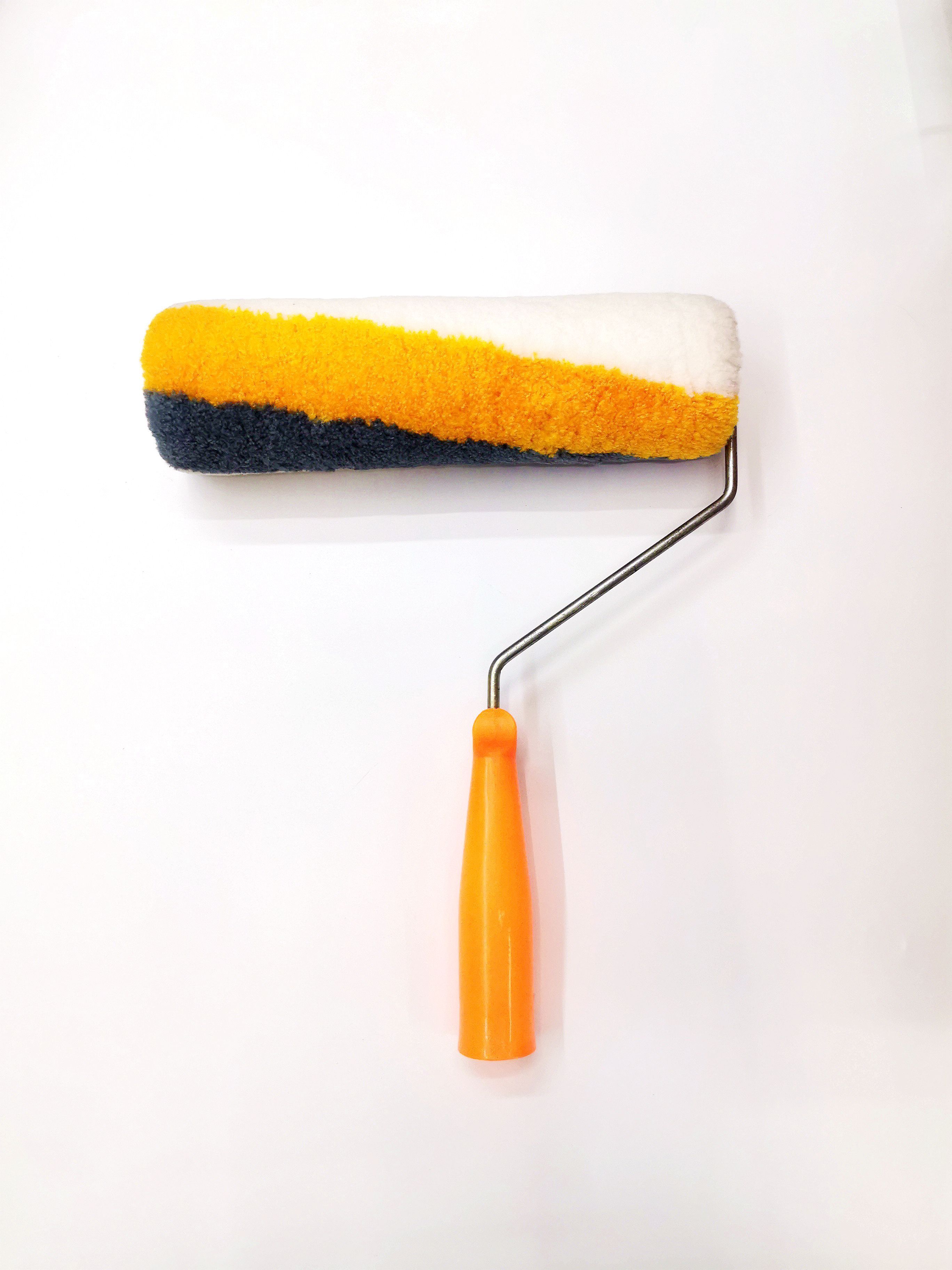 Medium bristle roller brush paint inside and outside wall paint artefact brush wall tool 9 inches wide yellow gray