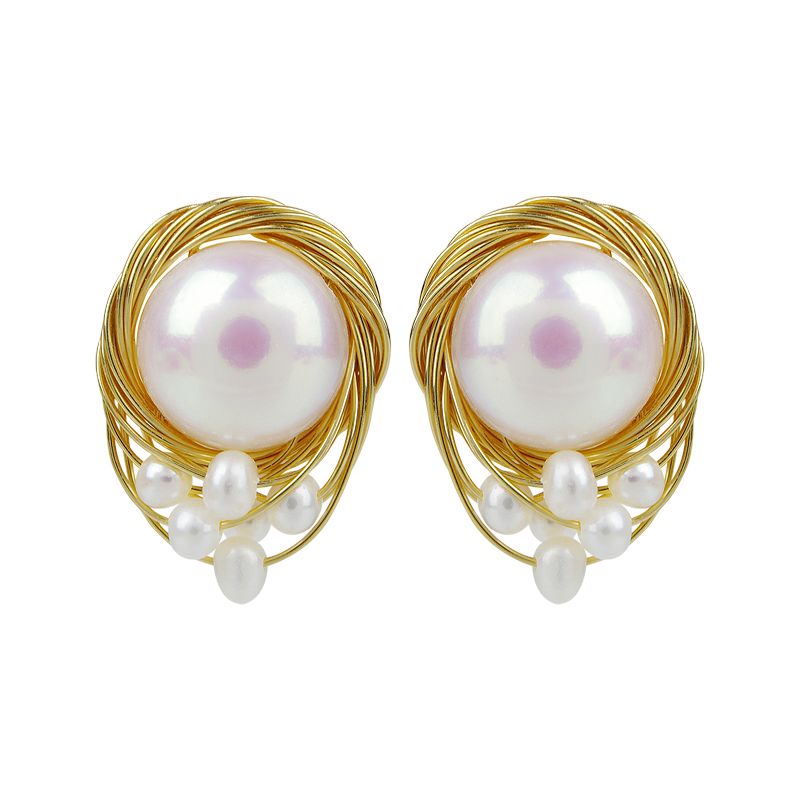 In 2020, The 14K Gold Injection Hand-Wound Natural Freshwater Pearl S925 Silver Needle Item Picture