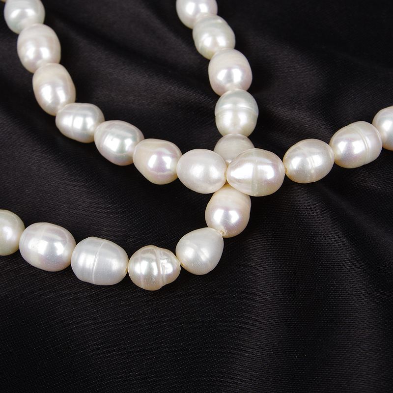 7-8Mm Rice Bead Necklace Rice Shaped Natural Freshwater Pearl Semi-Finished Material Diy Accessories Fashion Trend Bright Light Item Picture