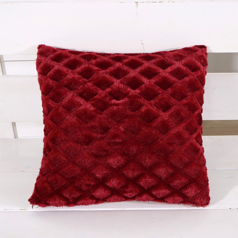 Embossed diamond-patterned plush pillowcase, cross-border best-selling short plush cushion and backrest cover detail image 14