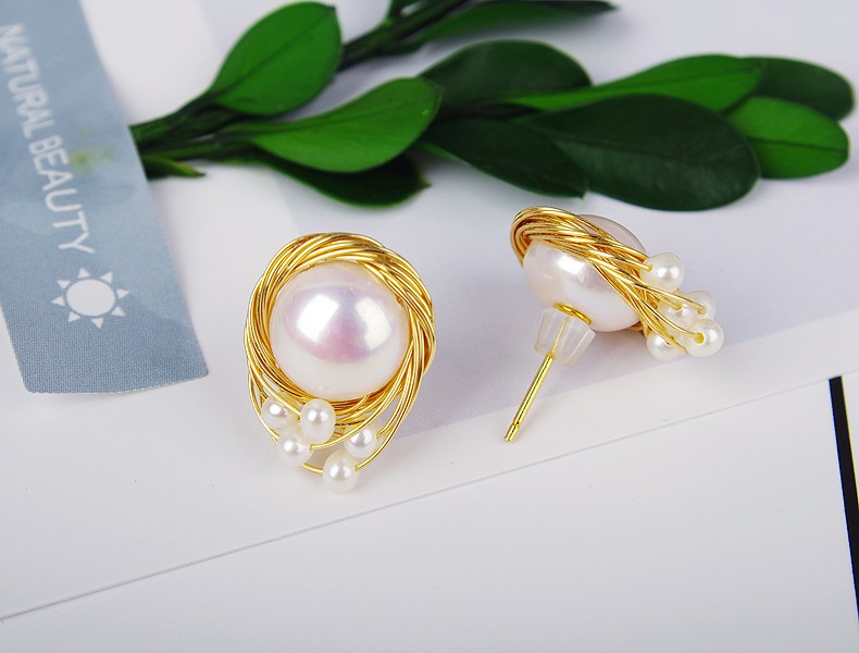In 2020, The 14K Gold Injection Hand-Wound Natural Freshwater Pearl S925 Silver Needle undefined