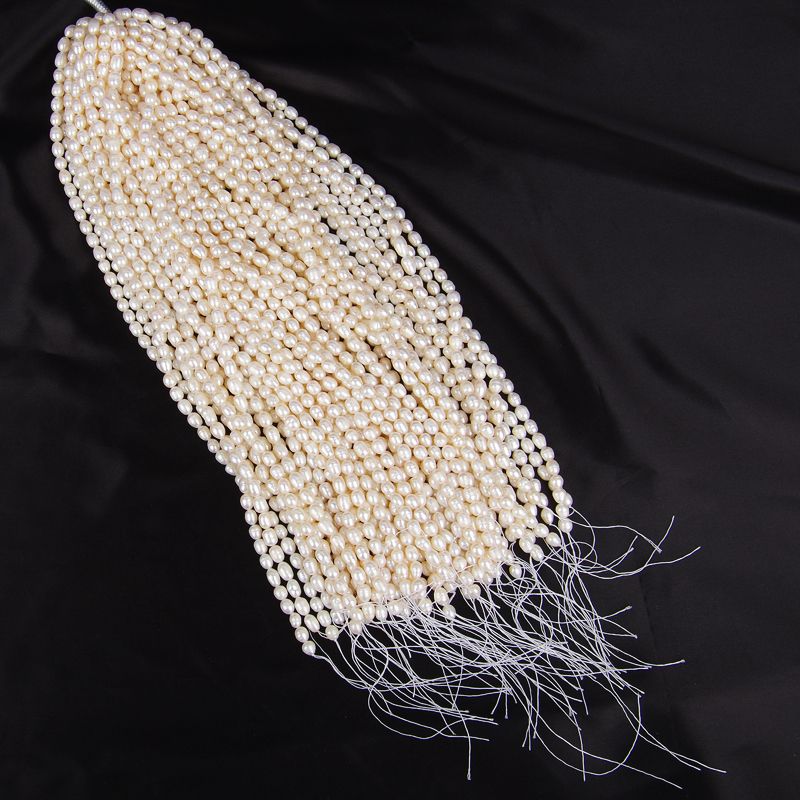 7-8Mm Rice Bead Necklace Rice Shaped Natural Freshwater Pearl Semi-Finished Material Diy Accessories Fashion Trend Bright Light details Picture