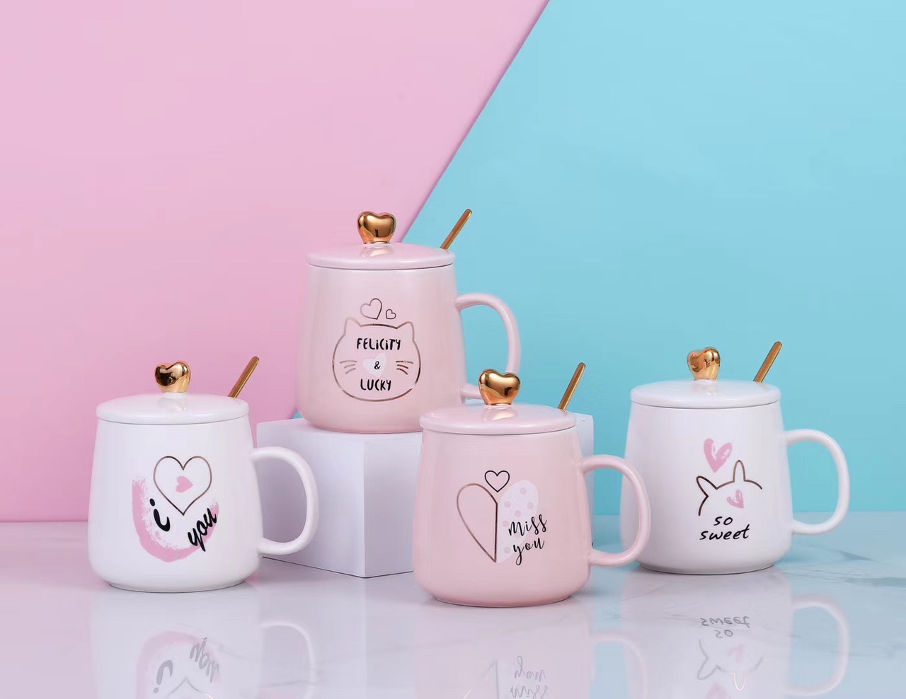Ceramic water cup with peach heart thumbnail