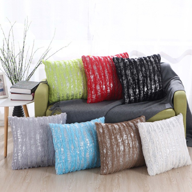Gold-embossed pillowcases, plush cushions, cross-border home best-selling pillowcases, solid-color sofa cushions, fabric headrests detail image 1