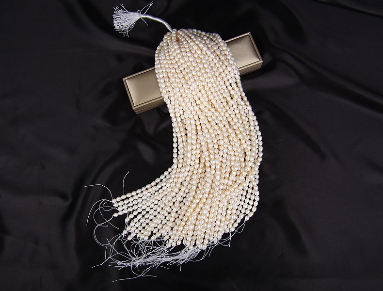 7-8Mm Rice Bead Necklace Rice Shaped Natural Freshwater Pearl Semi-Finished Material Diy Accessories Fashion Trend Bright Light undefined