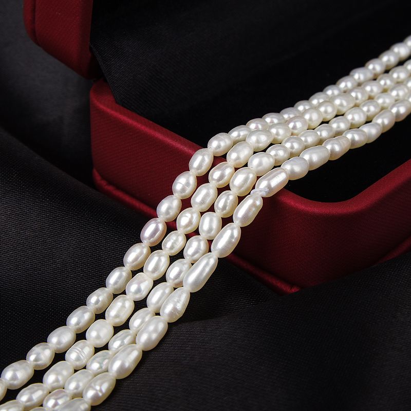 3.2-3.5Mm Rice Bead Necklace Rice Shaped Natural Freshwater Pearl Semi-Finished Material Diy Accessories Fashion Trend Light Specification drawing