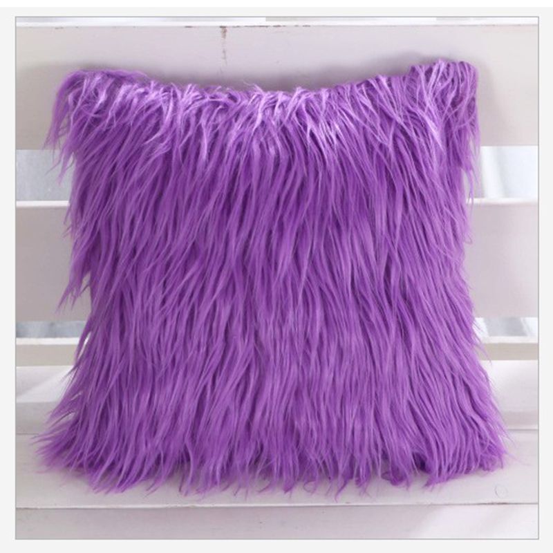 新 亚马逊爆款枕套 长毛绒抱枕套 时尚汽车靠枕 居家沙发大靠枕白底实物图