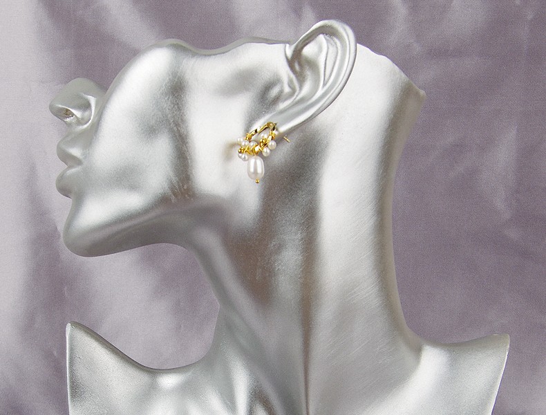 In 2020, 14K Gold Hand-Wound Natural Freshwater Pearl S925 Silver Stud Earrings undefined