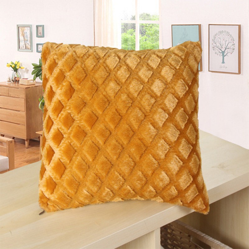 Embossed diamond-patterned plush pillowcase, cross-border best-selling short plush cushion and backrest cover detail image 6