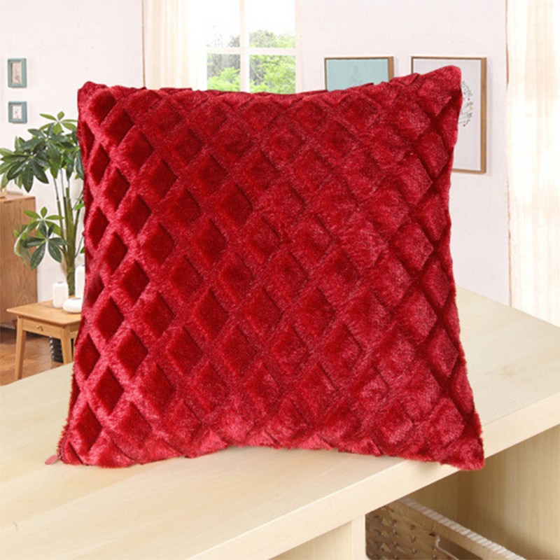 Embossed diamond-patterned plush pillowcase, cross-border best-selling short plush cushion and backrest cover detail image 8