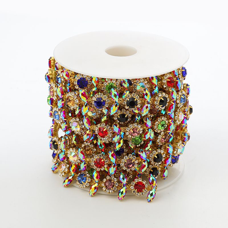 Multi-color sunflower burnt welding code chain drill chain wedding dress decoration accessories Handmade DIY clothing accessories thumbnail