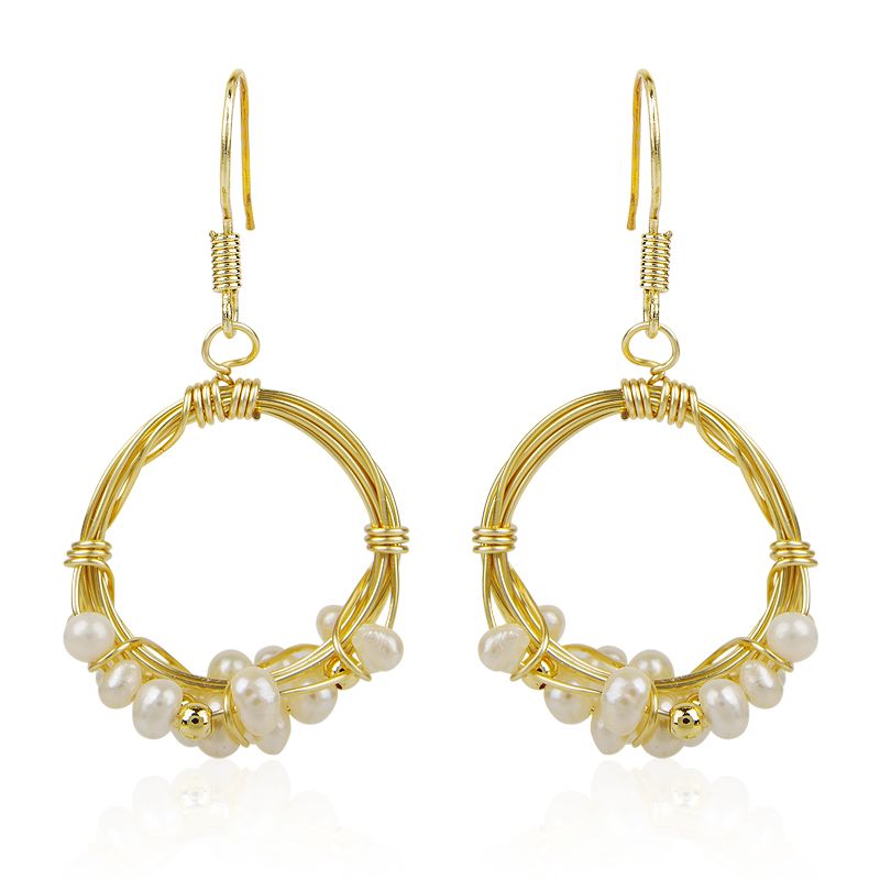 Original Natural Baroque Natural Pearl Hand-Made 14K Gold Injection Thread Silver Hook Earrings Fashion Personality Accessories Item Picture