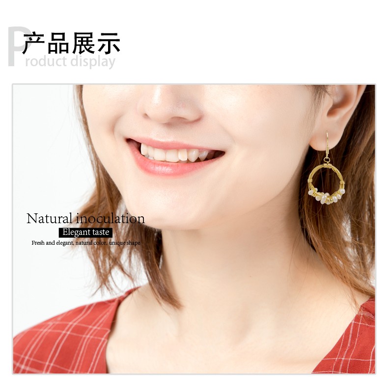 Original Natural Baroque Natural Pearl Hand-Made 14K Gold Injection Thread Silver Hook Earrings Fashion Personality Accessories undefined