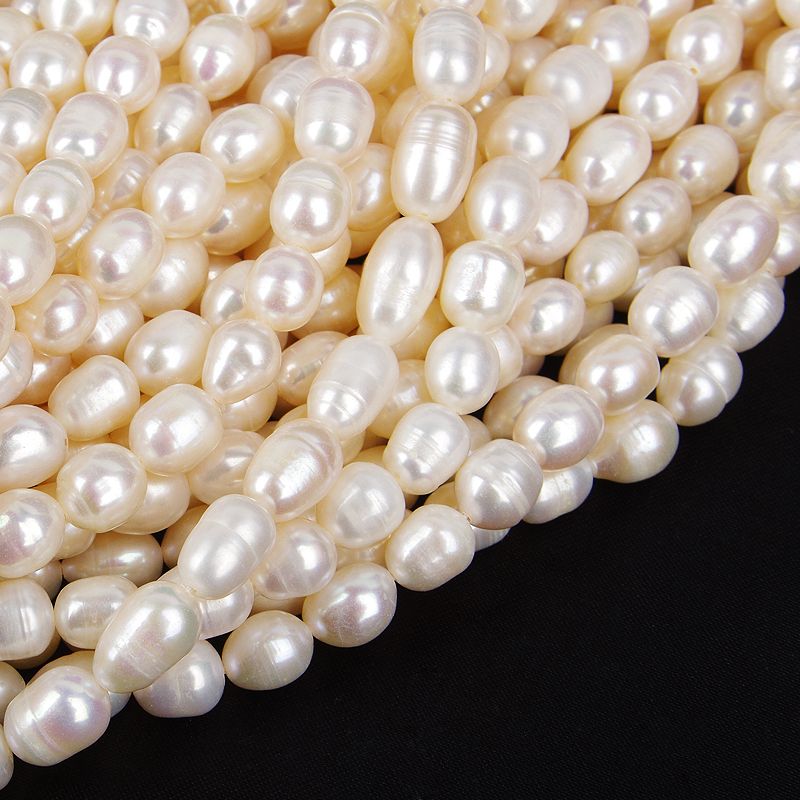 7-8Mm Rice Bead Necklace Rice Shaped Natural Freshwater Pearl Semi-Finished Material Diy Accessories Fashion Trend Bright Light Specification drawing
