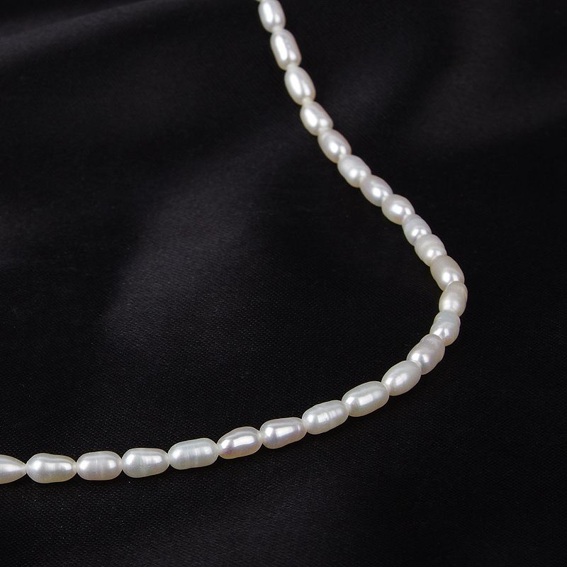 3.2-3.5Mm Rice Bead Necklace Rice Shaped Natural Freshwater Pearl Semi-Finished Material Diy Accessories Fashion Trend Light Application Scenario