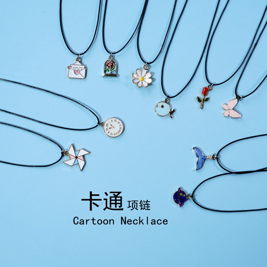 卡通皮绳项链
