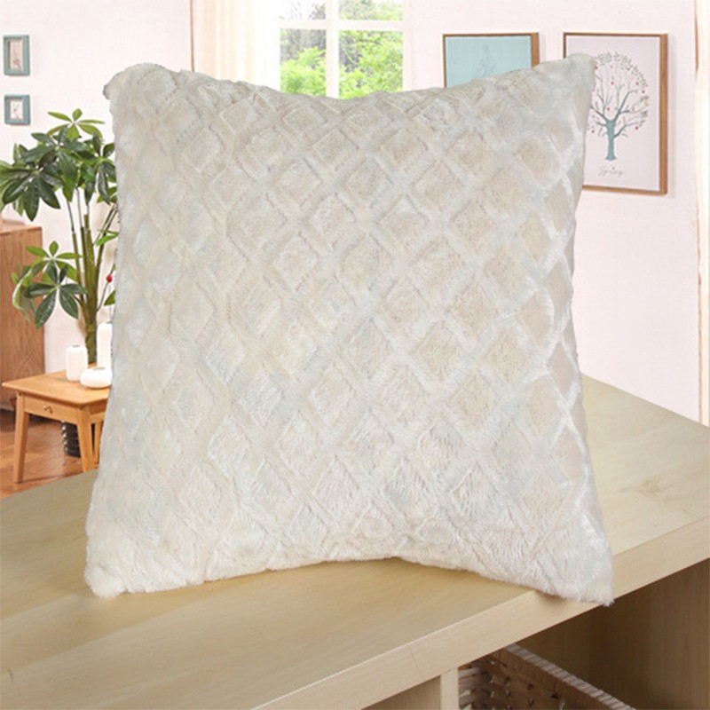 Embossed diamond-patterned plush pillowcase, cross-border best-selling short plush cushion and backrest cover detail image 2