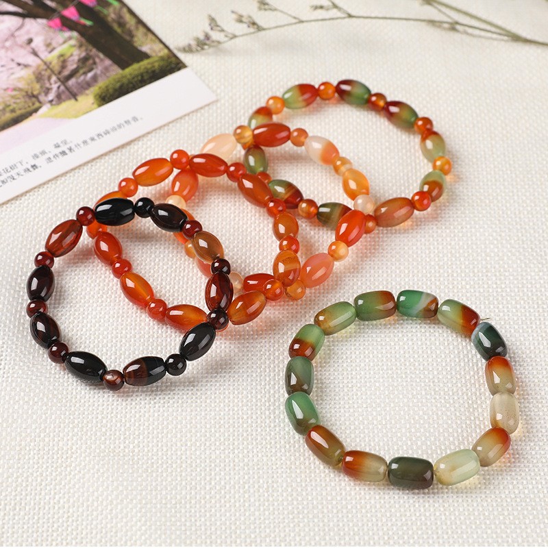 天然玛瑙手链宝石水晶手饰手串 夏季景区情侣热销批发七彩孔雀石详情图3