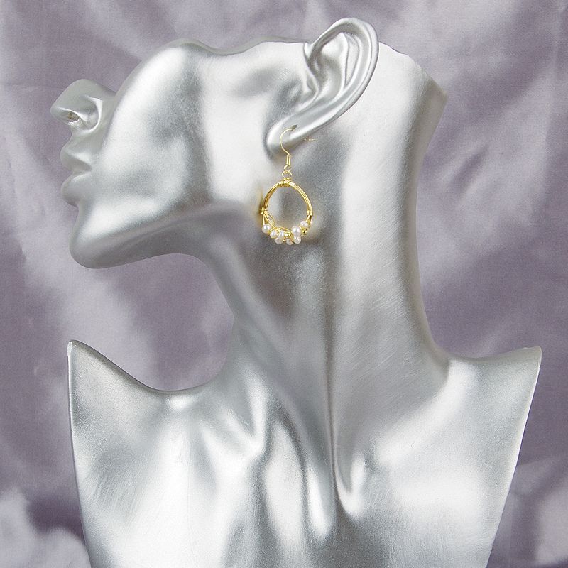 Original Natural Baroque Natural Pearl Hand-Made 14K Gold Injection Thread Silver Hook Earrings Fashion Personality Accessories Specification drawing