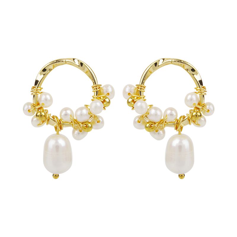 In 2020, 14K Gold Hand-Wound Natural Freshwater Pearl S925 Silver Stud Earrings Item Picture