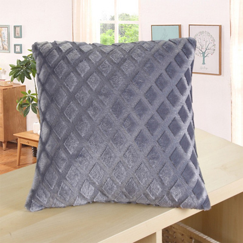 Embossed diamond-patterned plush pillowcase, cross-border best-selling short plush cushion and backrest cover detail image 3