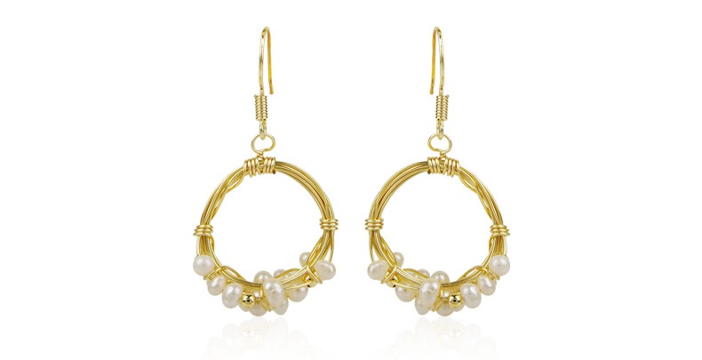 Original Natural Baroque Natural Pearl Hand-Made 14K Gold Injection Thread Silver Hook Earrings Fashion Personality Accessories Item Picture