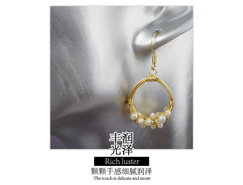 Original Natural Baroque Natural Pearl Hand-Made 14K Gold Injection Thread Silver Hook Earrings Fashion Personality Accessories undefined
